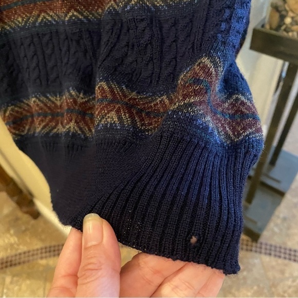 Vintage TRICOTS ST. RAPHAEL Pure New Wool Striped Patterned Sweater Size Large - Picture 4 of 8